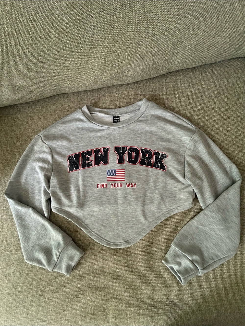 SHEIN Grey Cropped Sweatshirt